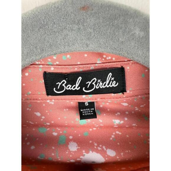 Bad Birdie Golf Polo Shirt Paint Splatter AOP Performance Pink Size Small - Picture 2 of 5